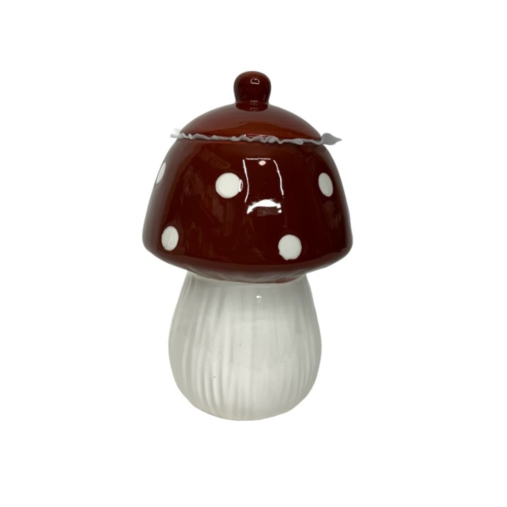 Ceramic Mushroom Canister Reddish Brown & Off White Food Safe New Nwt
